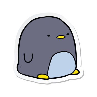 etiket bir sevimli çizgi penguen