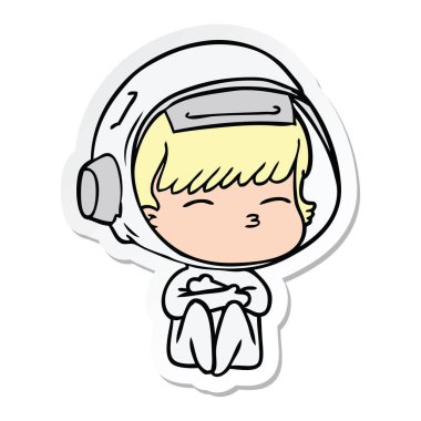 bir çizgi film meraklı astronotun etiket