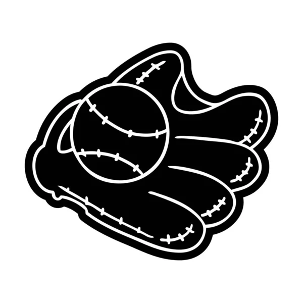 Tecknad ikon ritning av en baseball och handske — Stock vektor