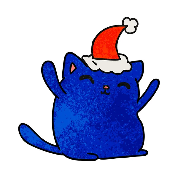 可愛い猫のクリスマス テクスチャ漫画 — ストックベクタ