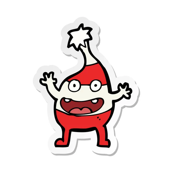 Sticker van een cartoon grappige kerst schepsel — Stockvector