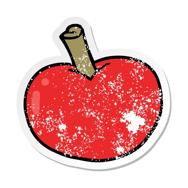 Adesivo angosciato di una mela cartone animato — Vettoriale Stock