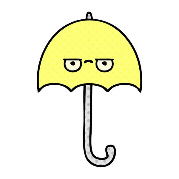 Comic Stil Karikatur Eines Regenschirms — Stockvektor