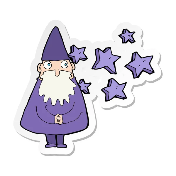 Sticker van een cartoon-wizard — Stockvector