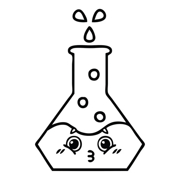 Línea dibujo dibujos animados ciencia vaso de precipitados — Vector de stock
