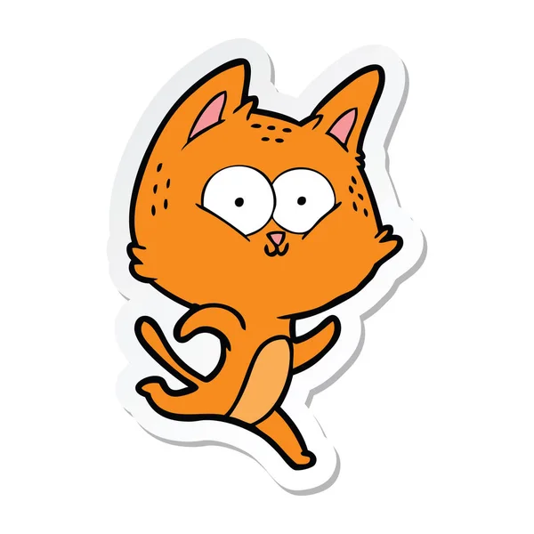 Etiqueta Gato Desenho Animado Que Corre — Vetor de Stock
