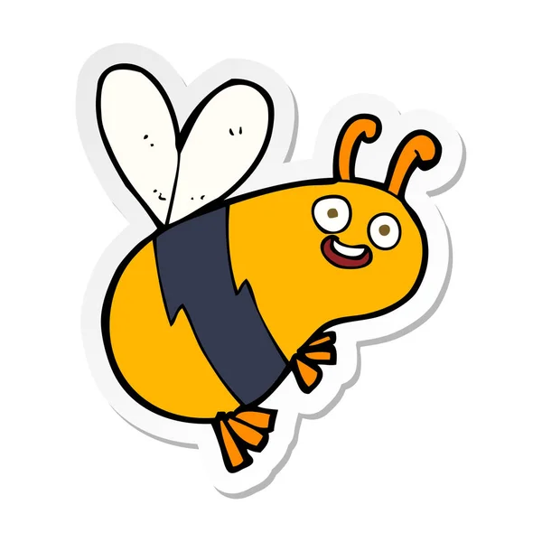 Sticker Van Een Grappige Cartoon Bee — Stockvector