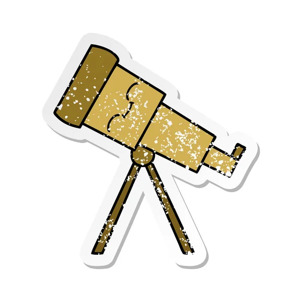 Distressed Sticker Cute Cartoon Telescope — Stock Vector