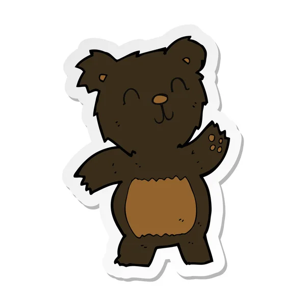Adesivo di un cartone animato orso nero — Vettoriale Stock