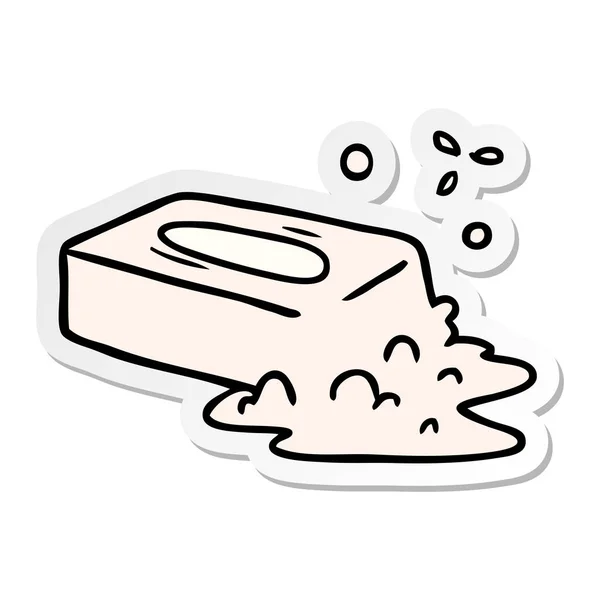 Sticker cartoon doodle van een geborreld zeep — Stockvector