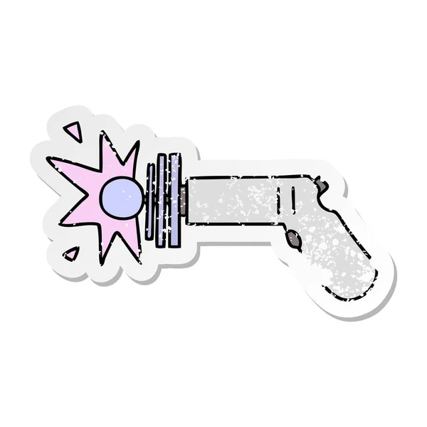 Aufkleber Einer Skurrilen Handgezeichneten Cartoon Ray Pistole — Stockvektor