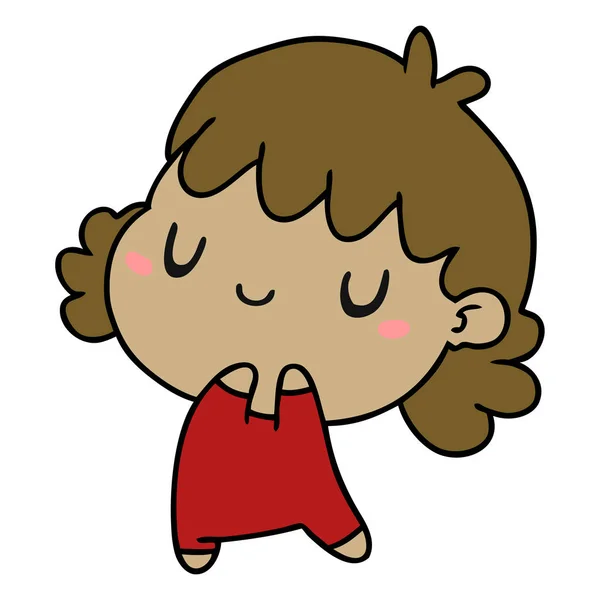 Cartoon Illustration Eines Niedlichen Kawaii Mädchens — Stockvektor
