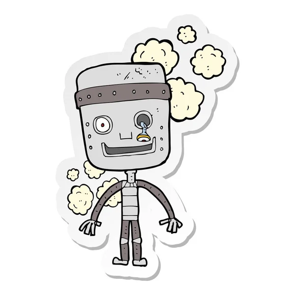 Bir karikatür komik robot Sticker — Stok Vektör