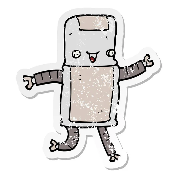 Pegatina Angustiada Robot Dibujos Animados — Vector de stock