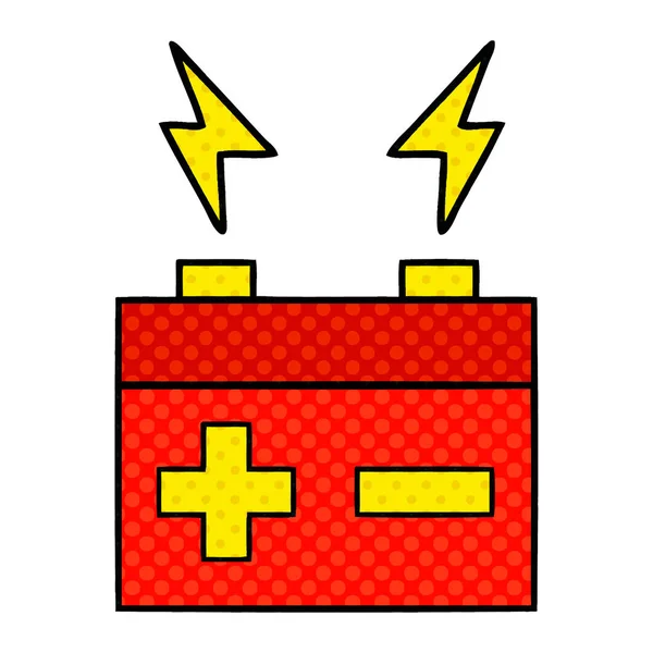 Comic book style cartoon electrical battery — Stock Vector