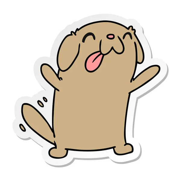 Pegatina de dibujos animados kawaii de un perro lindo — Vector de stock