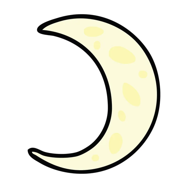 Garabato de dibujos animados de una luna creciente — Vector de stock