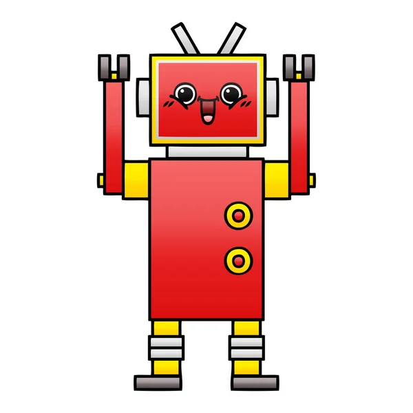 Gradient schattierte Karikatur glücklicher Roboter — Stockvektor