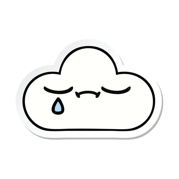 Pegatina de una linda nube triste de dibujos animados — Vector de stock