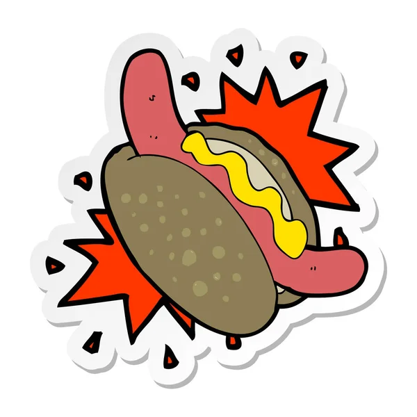 Sticker of a cartoon hotdog — Stock Vector