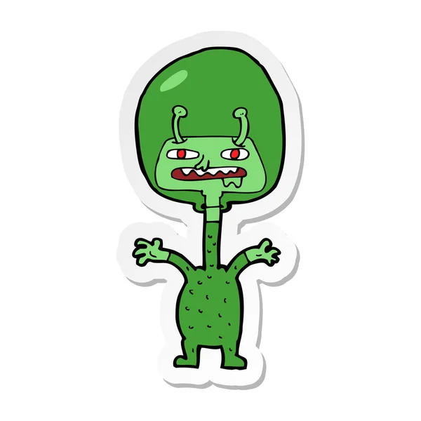 Sticker Voor Een Tekenfilm Ruimte Alien — Stockvector