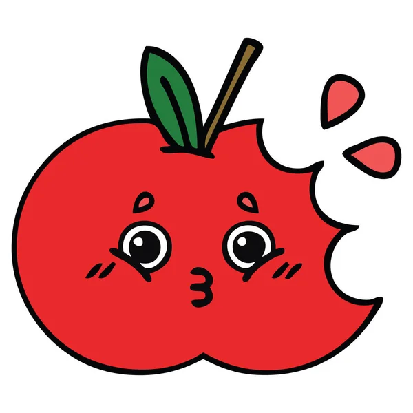 น่ารักการ์ตูนแอปเปิ้ลสีแดง — ภาพเวกเตอร์สต็อก
