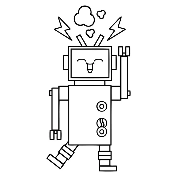 선 그리기 만화 로봇 — 스톡 벡터