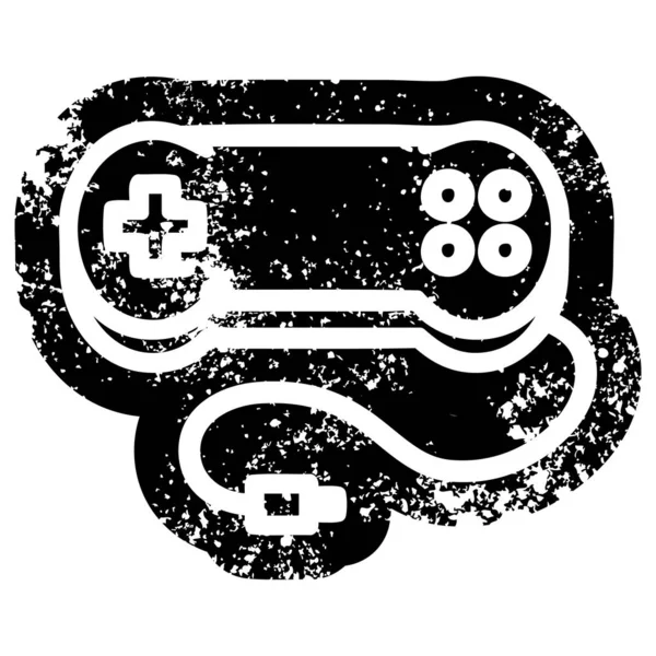 Console Game Controller Distressed Icon Symbol — Stock Vector