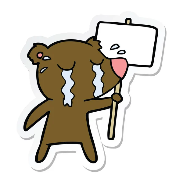 Autocollant d'un ours pleureur de dessin animé — Image vectorielle