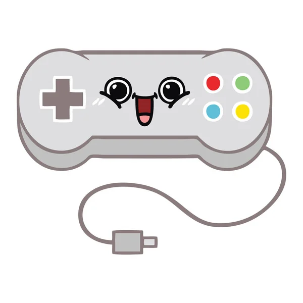 Плоский колір ретро мультфільм ігровий контролер — стоковий вектор
