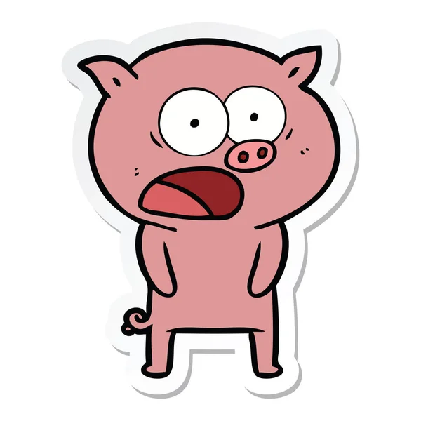Etiqueta Porco Desenho Animado Que Grita — Vetor de Stock