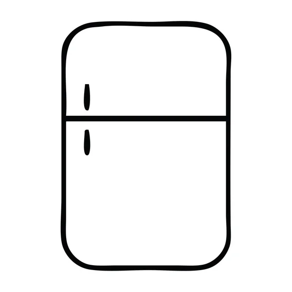 Line drawing cartoon fridge freezer — Stock Vector