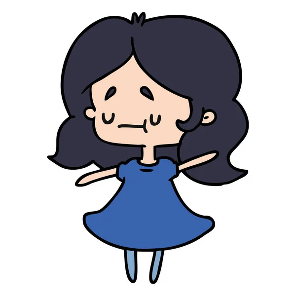 Desenho Animado Ilustração Uma Menina Kawaii Bonito — Vetor de Stock