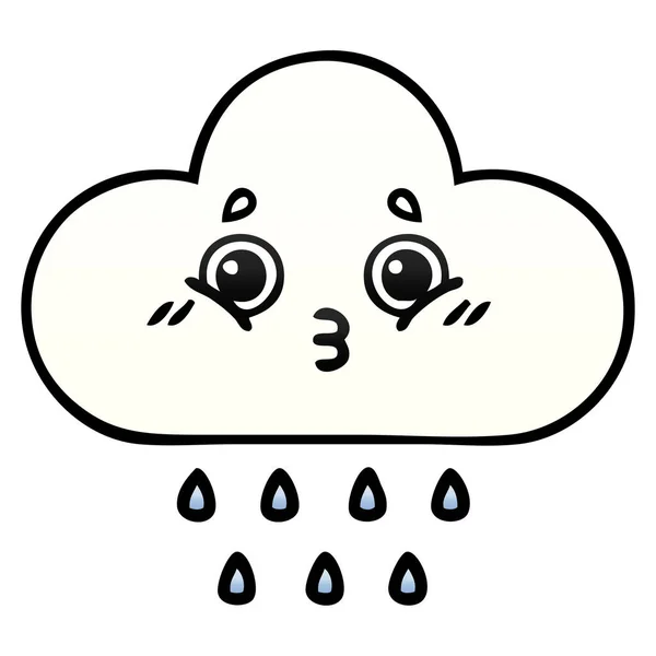 Gradient shaded cartoon rain cloud — Stock Vector