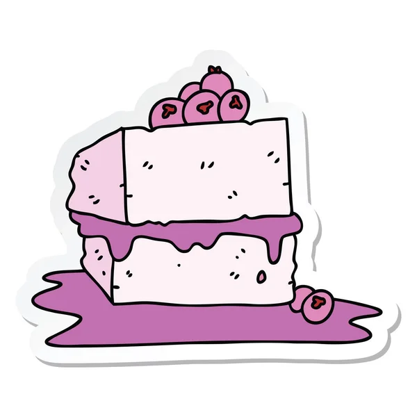 Sticker Quirky Hand Drawn Cartoon Cake — Stock Vector