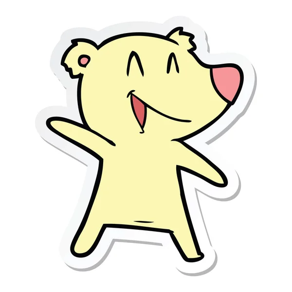 Adesivo di un cartone animato orso ridente — Vettoriale Stock