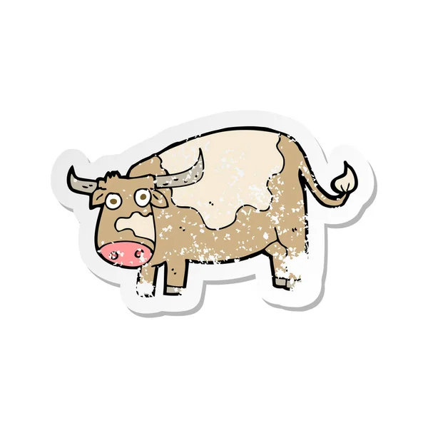 Retro-Aufkleber einer Cartoon-Kuh — Stockvektor