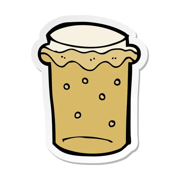 Sticker of a cartoon glass of beer — Stock Vector