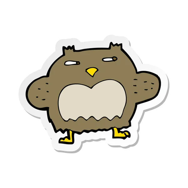 Sticker of a cartoon suspicious owl — Stock Vector