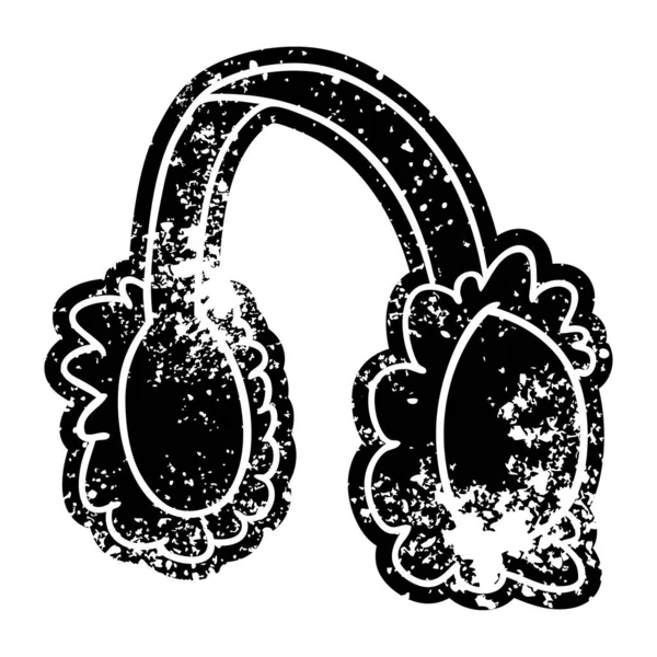 ピンクの耳のマフ ウォーマーのグランジ不良アイコン — ストックベクタ