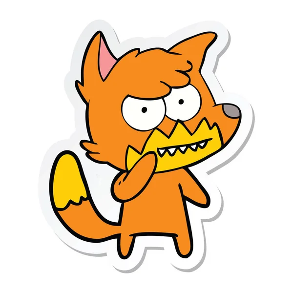 Sticker Cartoon Grinning Fox — Stock Vector