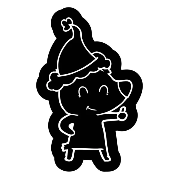 Björnhonan tecknad ikon av en bär santa hatt — Stock vektor