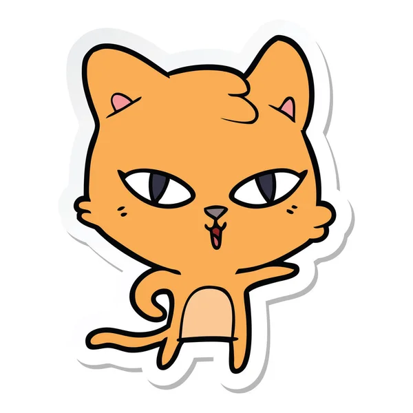 Sticker of a cartoon cat — Stock Vector