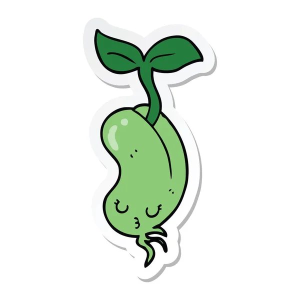 Sticker of a cartoon sprouting bean — Stock Vector