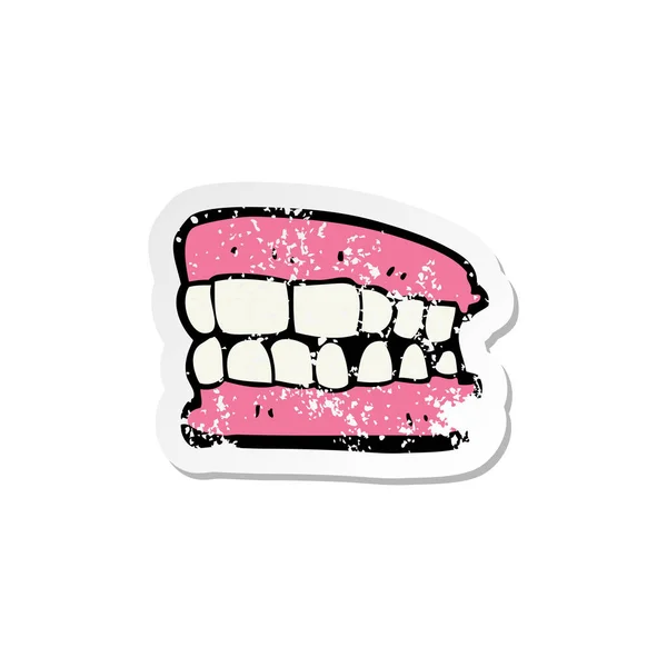 Retro distressed sticker of a cartoon false teeth — Stock Vector