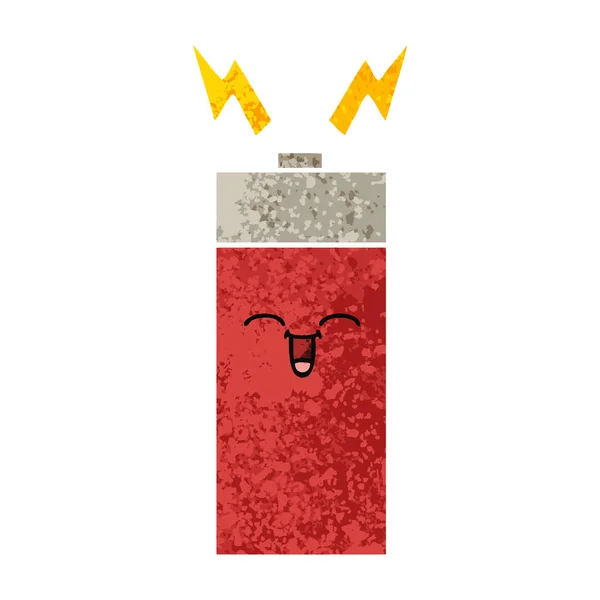 Batterie dessin animé style illustration rétro — Image vectorielle
