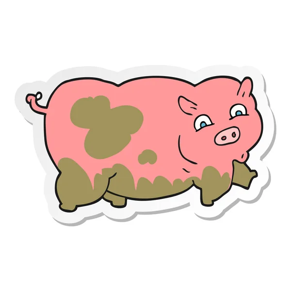 Sticker of a cartoon pig — Stock Vector