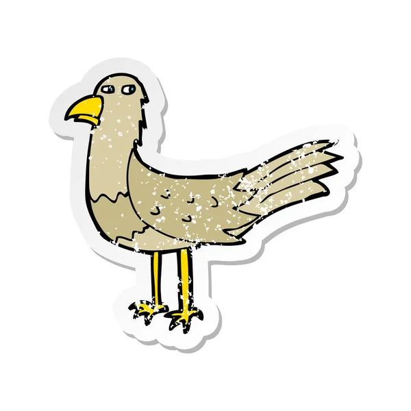 Retro Noodlijdende Sticker Van Een Vogel Cartoon — Stockvector