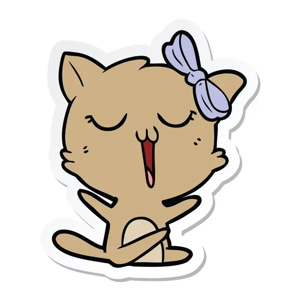 Sticker van een cartoon kat — Stockvector