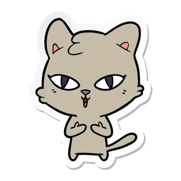 Adesivo di un gatto dei cartoni animati — Vettoriale Stock